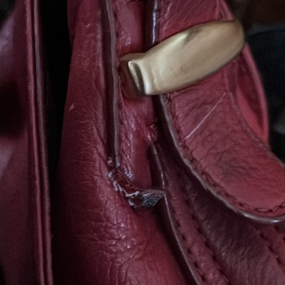 Red Leather B. Makowsky Shoulder Bag - Picture 6 of 6